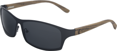 Obsidian Black Titanium & Zebrawood Sunglasses with Polarized Lenses
