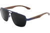 Glacier Blue Titanium Frame & Black Walnut Wood Sunglasses with Polarized Lenses
