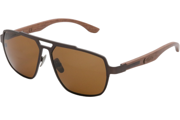 Giant Sequoia Brown Titanium & Red Rosewood Sunglasses with Polarized Lenses
