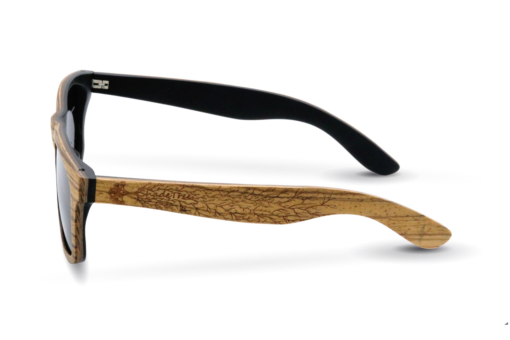 Wood sunglasses, Zebra wood sunglasses, zebra sunglasses, Silver wood sunglasses, polarized wood sunglasses, Shadetree sunglasses