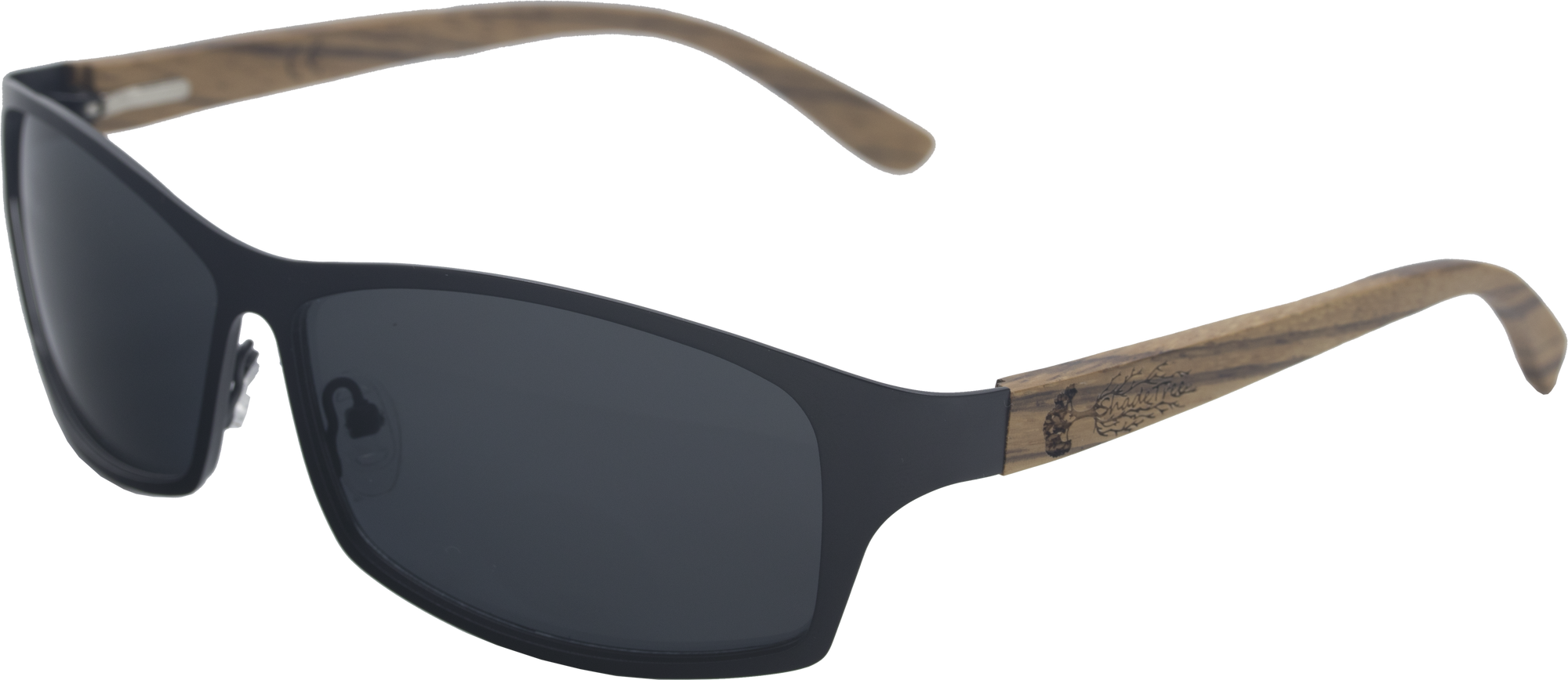 The Rider Obsidian Black Titanium & Zebrawood Sunglasses The Rider Obsidian Black Titanium & Zebrawood Sunglasses