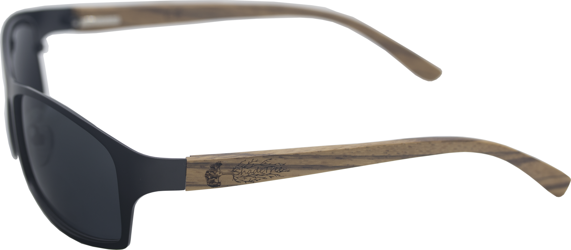 The Rider Obsidian Black Titanium & Zebrawood Sunglasses