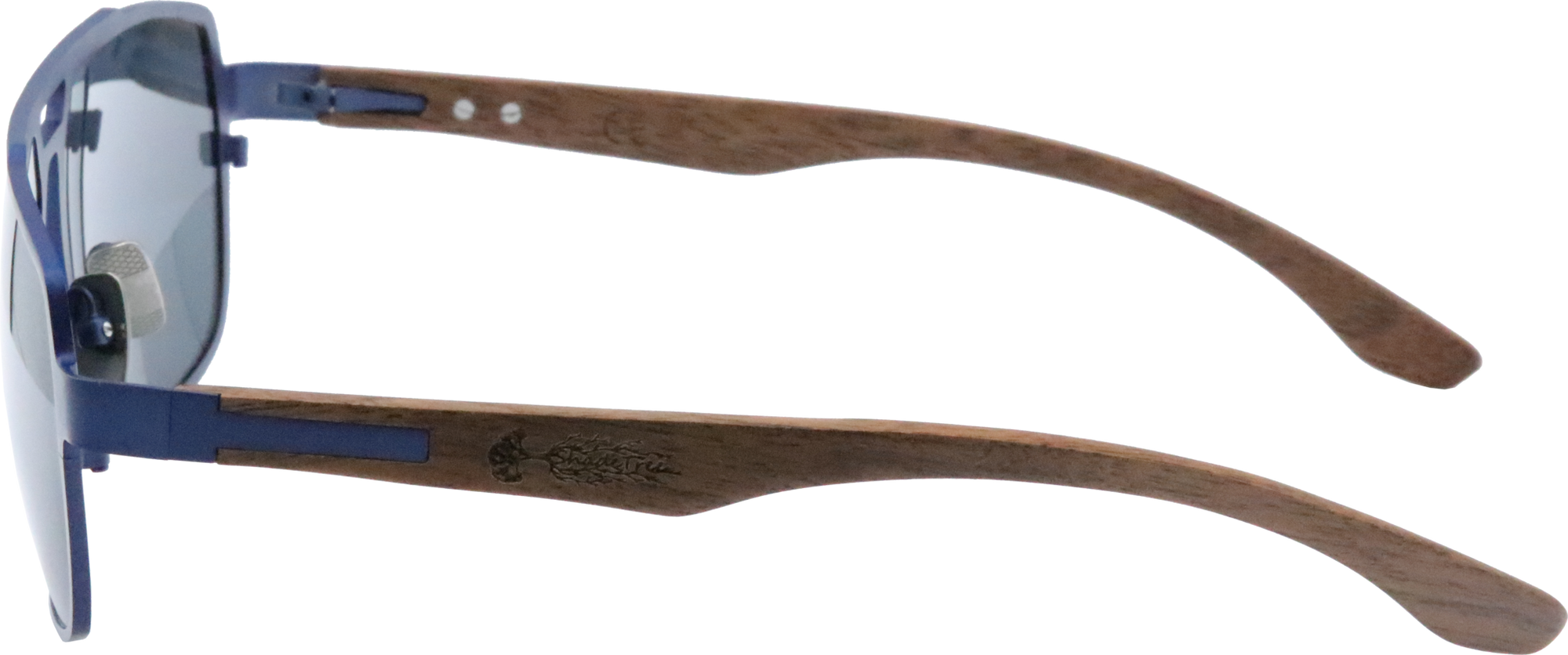 Glacier Point Blue Titanium Black Walnut Wood Sunglasses