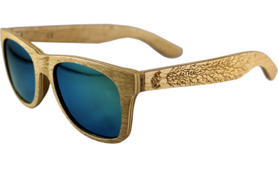 Tropical Beech Wood Wayfarer Sunglasses with Polarized Lenses
