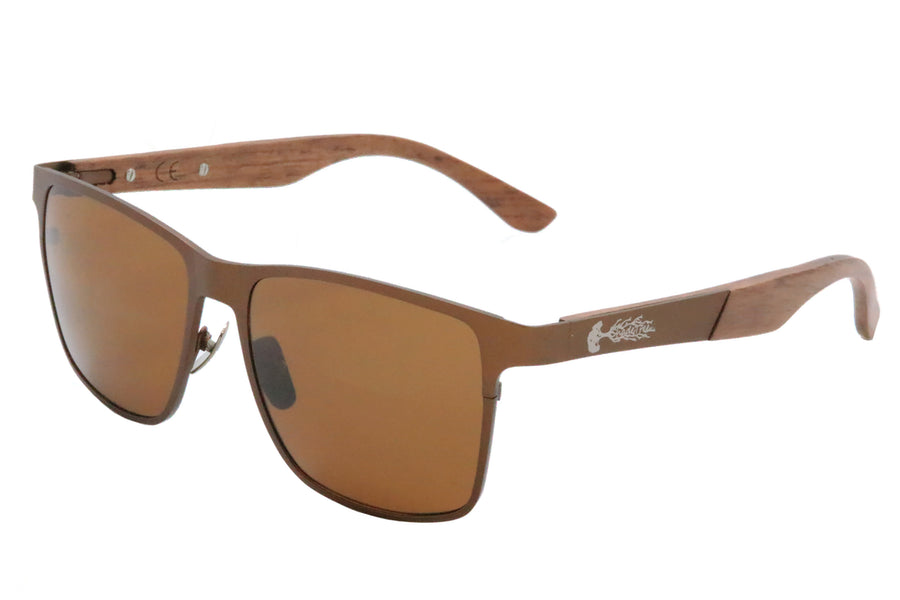 Bronze Titanium & Red Rosewood Sunglasses with Polarized Lenses