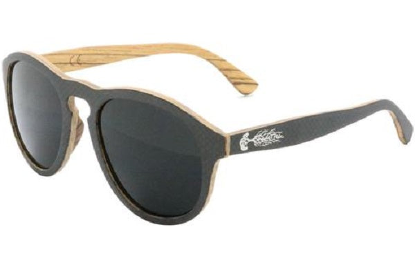 Rounded Carbon Fiber & Wood Sunglasses with Polarized Lenses