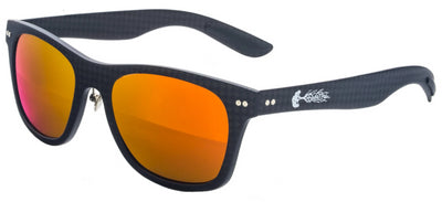 Solid Carbon Fiber Sunglasses with Red/Orange Lenses