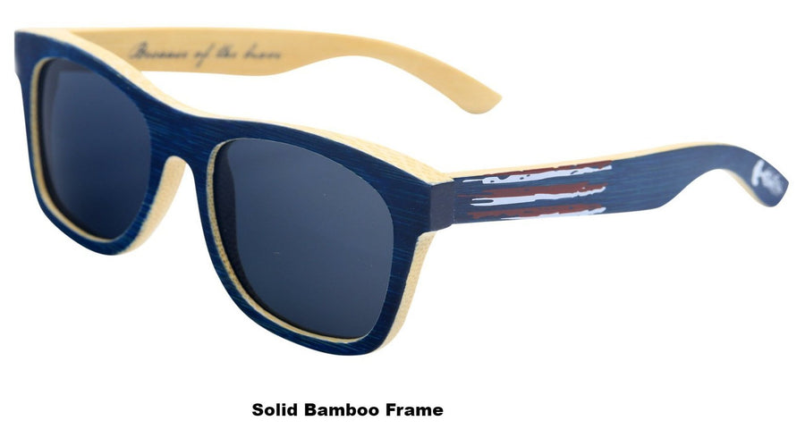 Laminated Bamboo Patriot Shades with Polarized Lenses